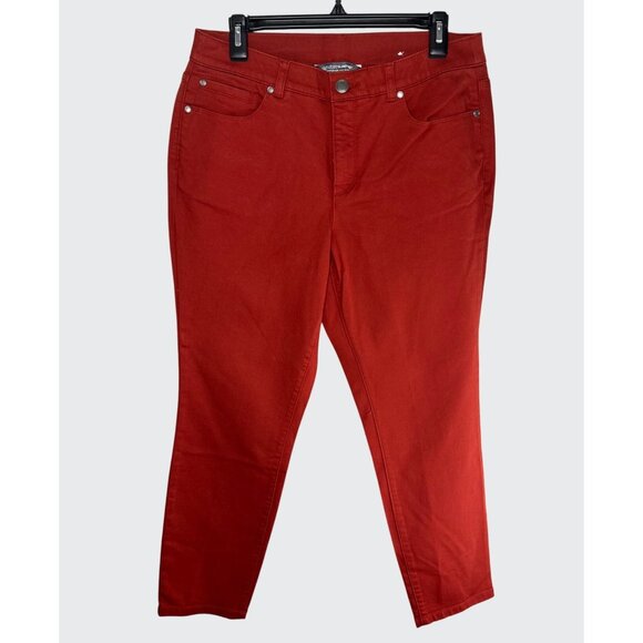 Christopher & Banks Signature Slimming Ankle Fit Mid Rise Red Pants Size 10 - Picture 1 of 14